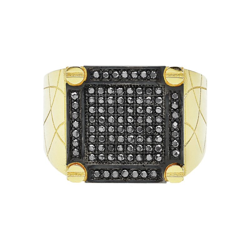 OG ANELLO CON ZIRC NERI MIS.