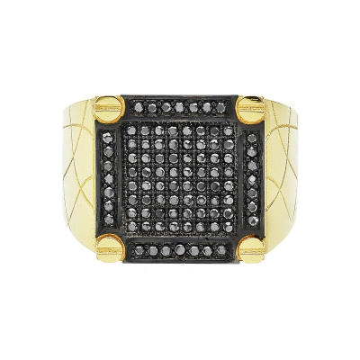 OG ANELLO CON ZIRC NERI MIS.