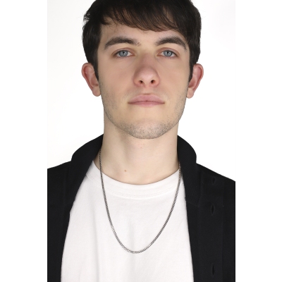 Collana in oro bianco 18k groumette, cm 60.