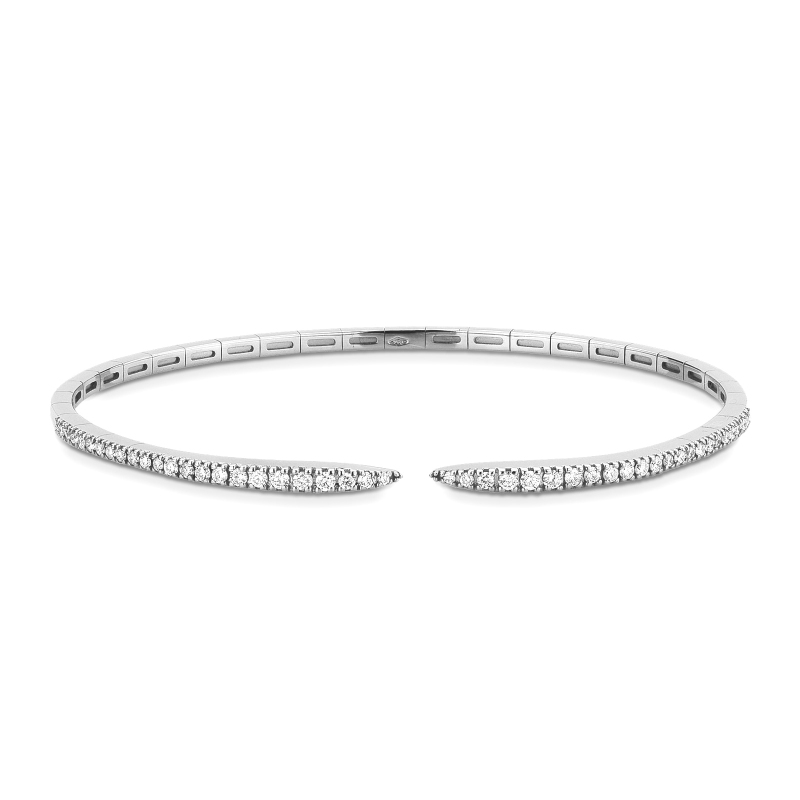 Bracciale semirigido in oro bianco 18k aperto con diamanti