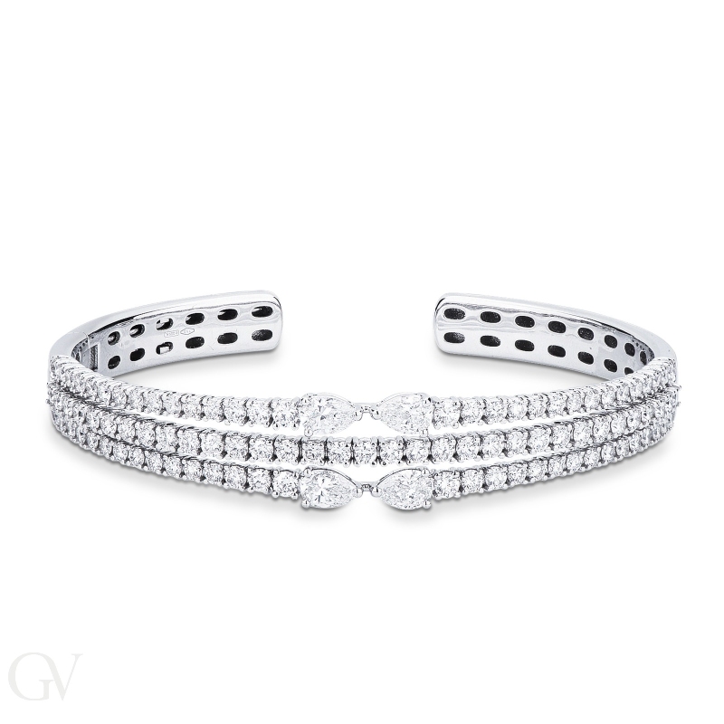 Bracciale rigido oro bianco 18k con diamanti