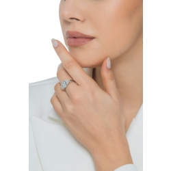 Anello acquamarina ovale e diamanti in oro bianco 18k 2
