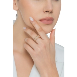 Anello a fascia in oro rosa 750 con diamanti 2