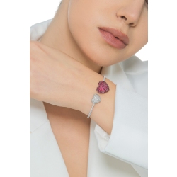 Bracciale in oro bianco 750 con cuori in diamanti e rubini 2