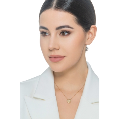 Collana in oro giallo 18k con ciondolo cuore pavè in diamanti