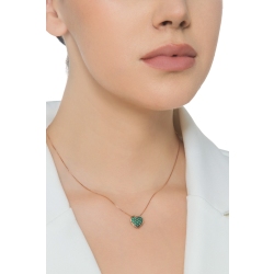 Emeralds pavè burnished heart pendant necklace in rose gold 18k 2