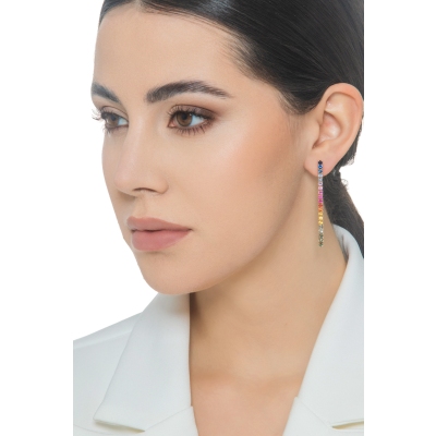Orecchini Zaffiro Rainbow Oro 18K