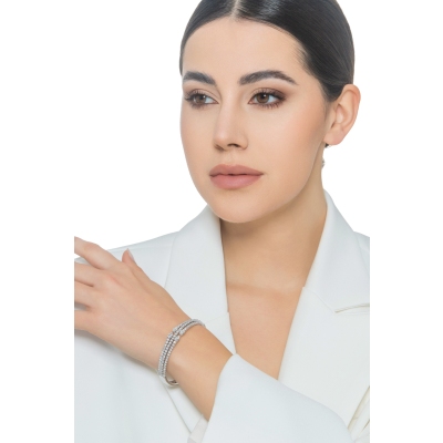 Bracciale rigido oro bianco 18k con diamanti