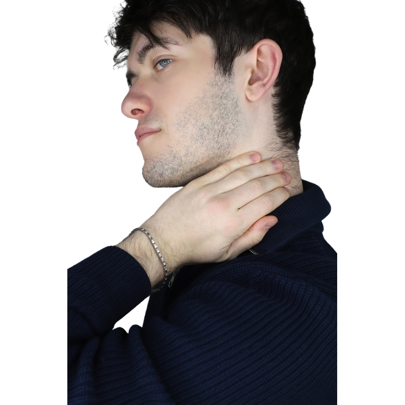 Bracciale tennis in oro bianco 18k alternato in diamanti