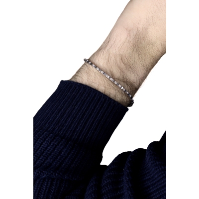 Bracciale tennis in oro bianco 18k alternato in diamanti