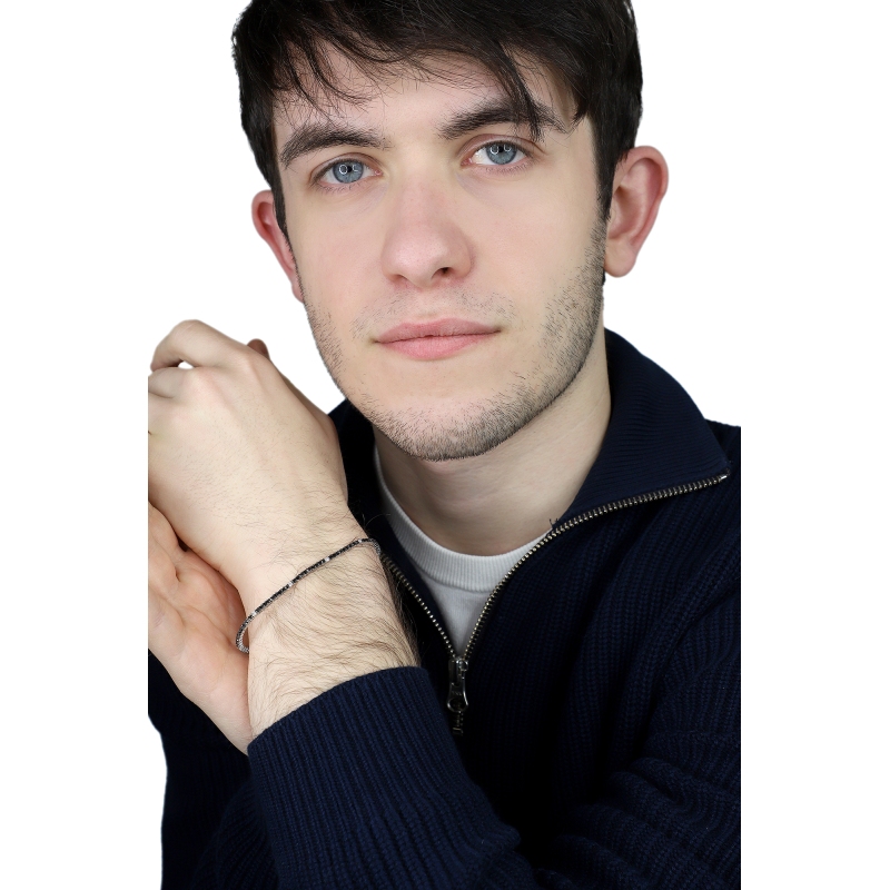 Bracciale Tennis in oro Bianco 18k diamanti bianchi e neri