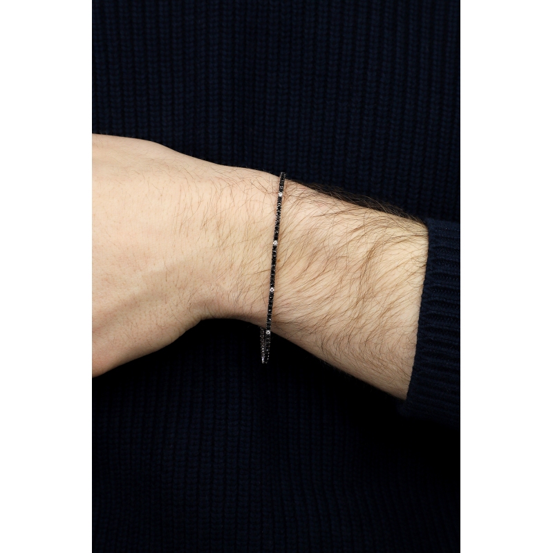 Bracciale Tennis in oro Bianco 18k diamanti bianchi e neri