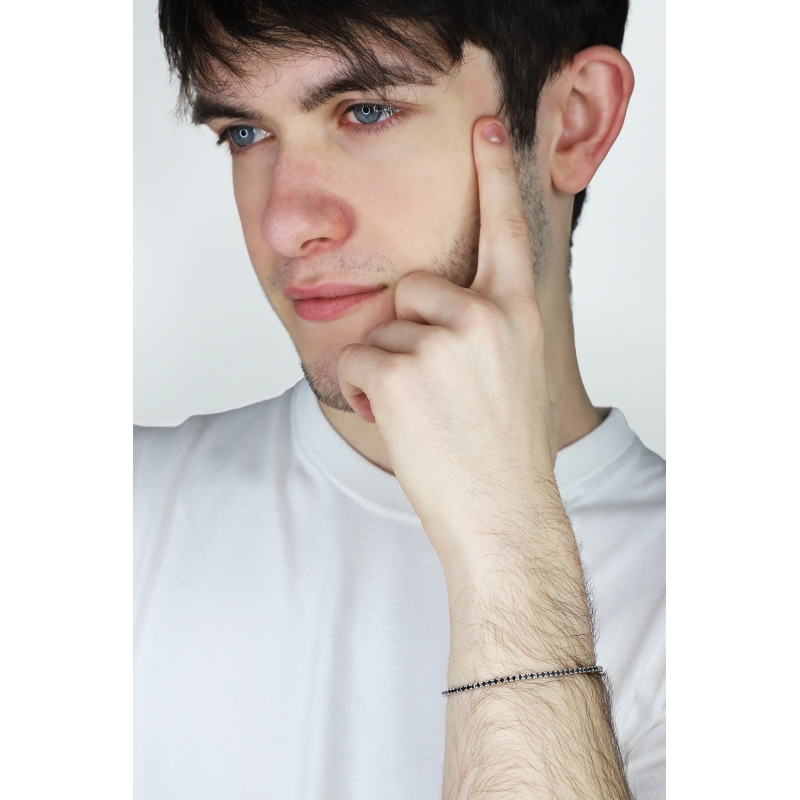 Tennis bracelet in white gold 18k with black diamonds