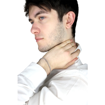 Bracciale Tennis lineare a filo in oro Bianco 18k con Diamanti