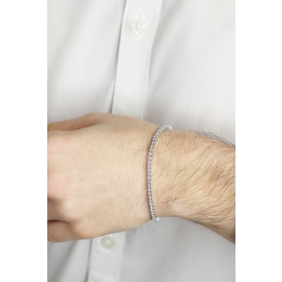 Bracciale Tennis lineare a filo in oro Bianco 18k con Diamanti