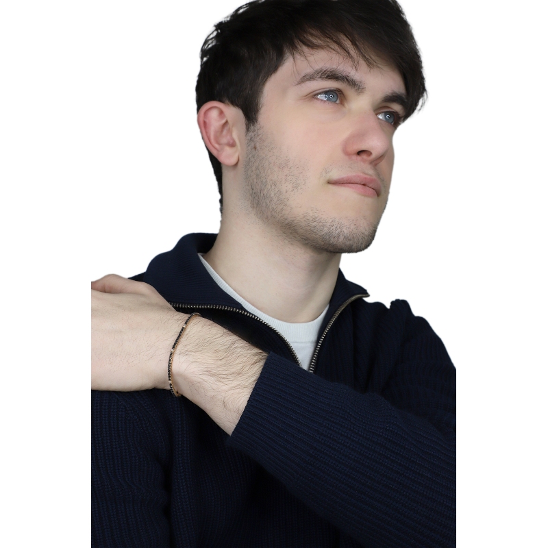 Tennis bracelet in rose gold 18k with black and white diamonds 