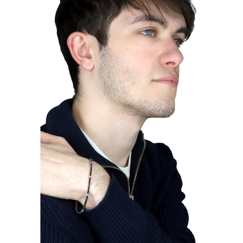 Bracciale Tennis in oro Bianco 18k Diamanti neri e bianchi