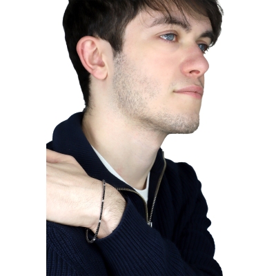 Bracciale Tennis in oro Bianco 18k Diamanti neri e bianchi