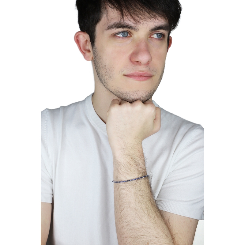 Tennis bracelet in white gold 18k with blue sapphires