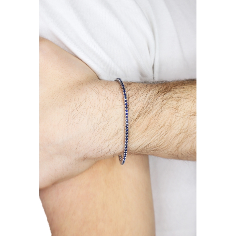 Tennis bracelet in white gold 18k with blue sapphires
