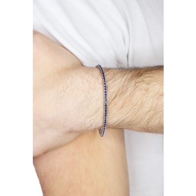 Tennis bracelet in white gold 18k with blue sapphires
