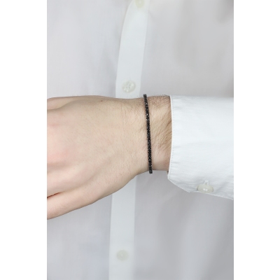 Bracciale Tennis piramide in oro Bianco 18k con Diamanti neri e punte brunite.