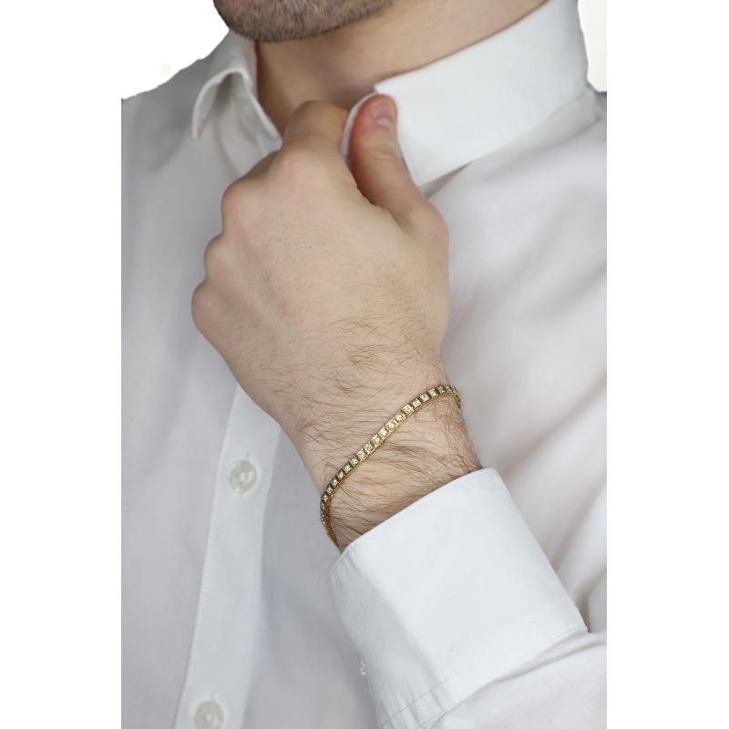 18k yellow gold, stylish tennis bracelet with diamonds