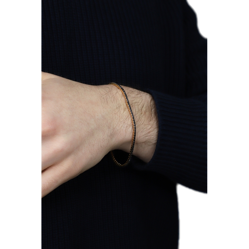 18k rose gold tennis bracelet with black diamonds