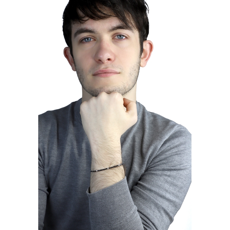 18k white gold tennis bracelet with black and white diamonds