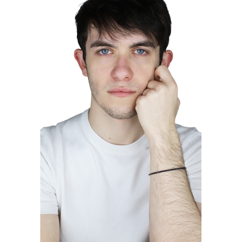 Black diamonds tennis bracelet in 18k white gold