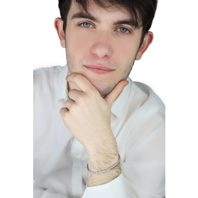 Bracciale Tennis lineare in oro Bianco 18k con Diamanti. Larghezza maglia 2,75 mm