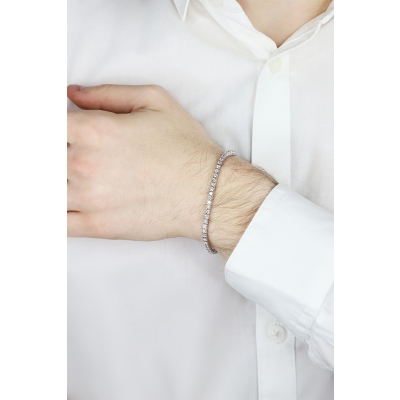 Bracciale Tennis lineare in oro Bianco 18k con Diamanti. Larghezza maglia 2,75 mm circa