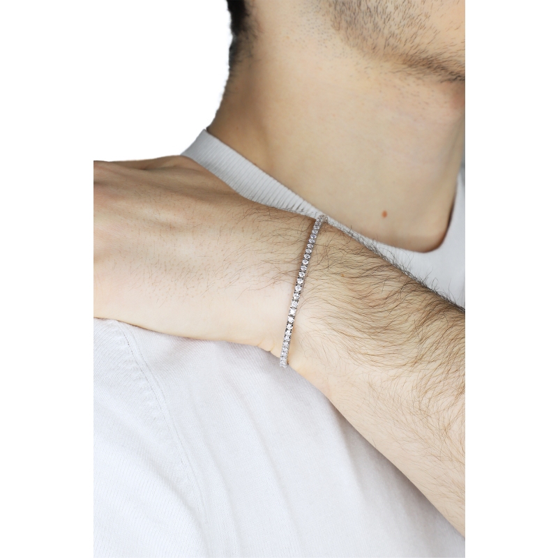 Bracciale Tennis lineare in oro Bianco 18k con Diamanti