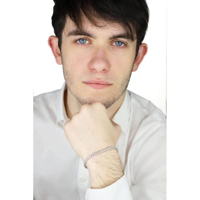 Bracciale Tennis lineare in oro Bianco 18k con Diamanti 