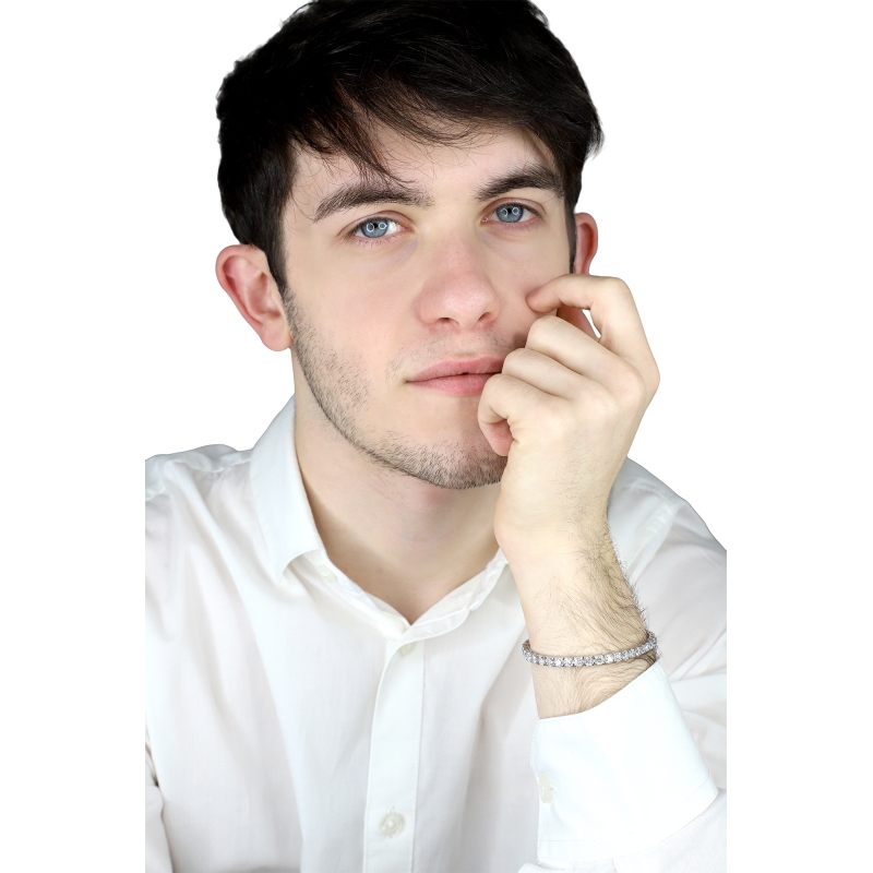 Bracciale tennis lineare modello griff quadro in oro bianco 18k diamanti