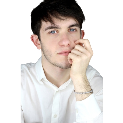 Bracciale tennis lineare modello griff quadro in oro bianco 18k diamanti