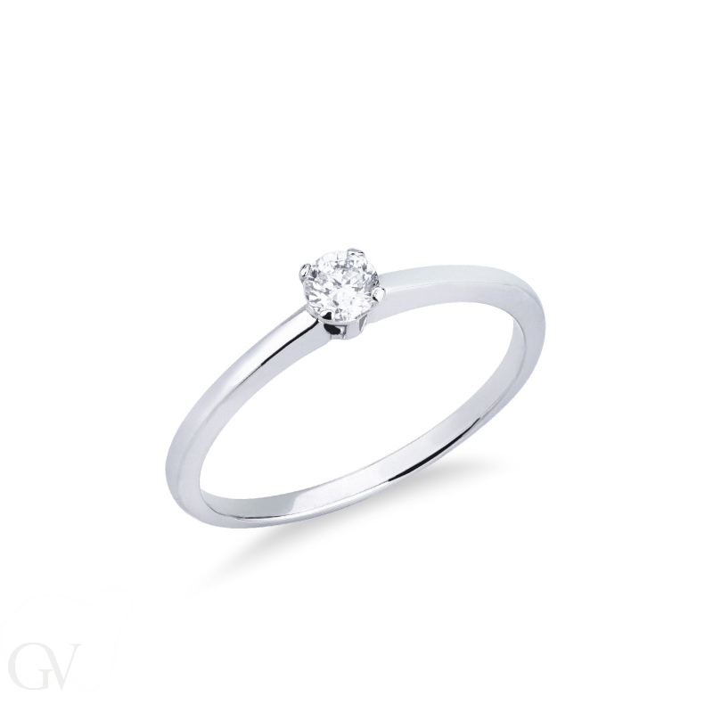 Solitaire in white gold 18k with a 0.15 ct diamond