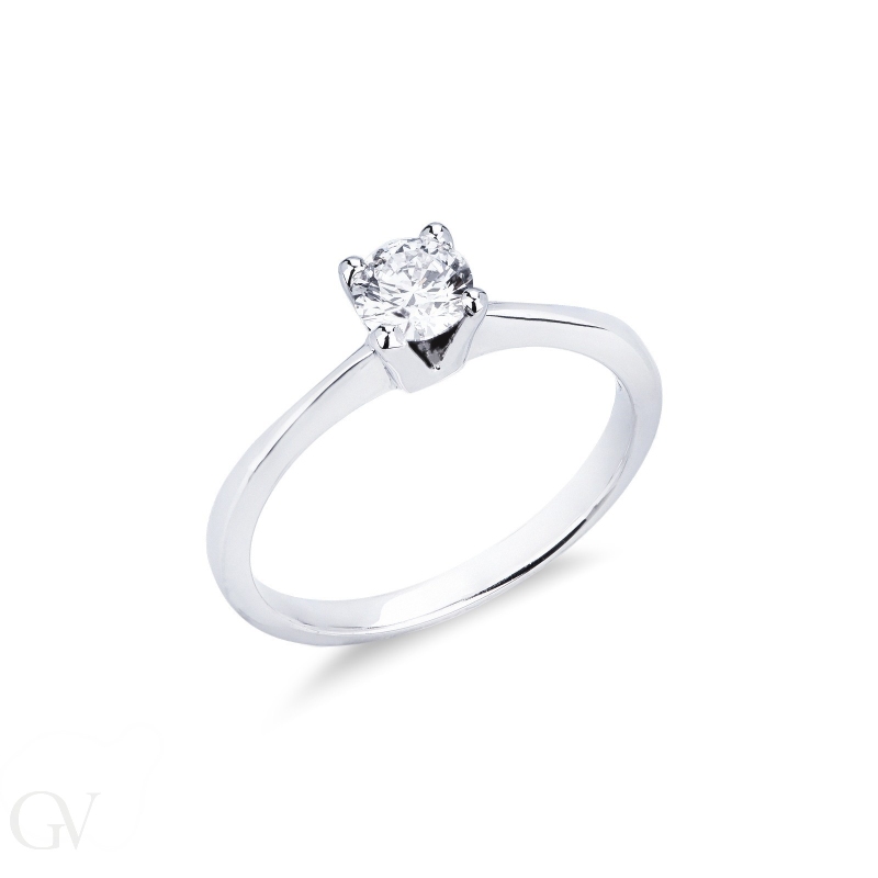 Solitaire ring in white gold 18k with diamond, ct 0,40