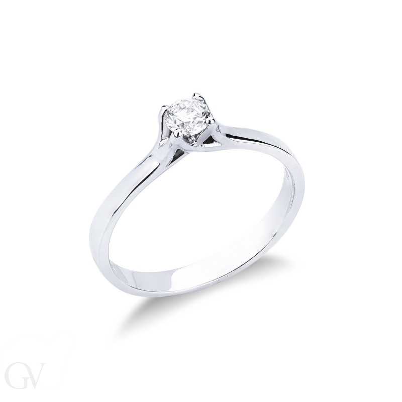 4 claw solitaire diamond ring 0,25 ct white gold 18k