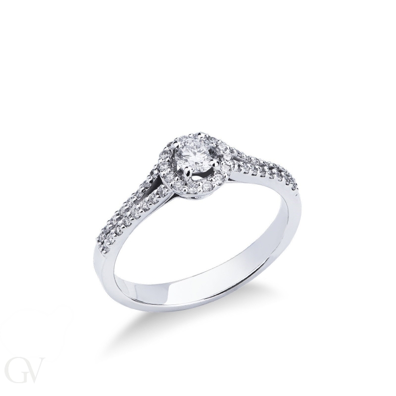 Solitaire ring white gold 18k with diamonds