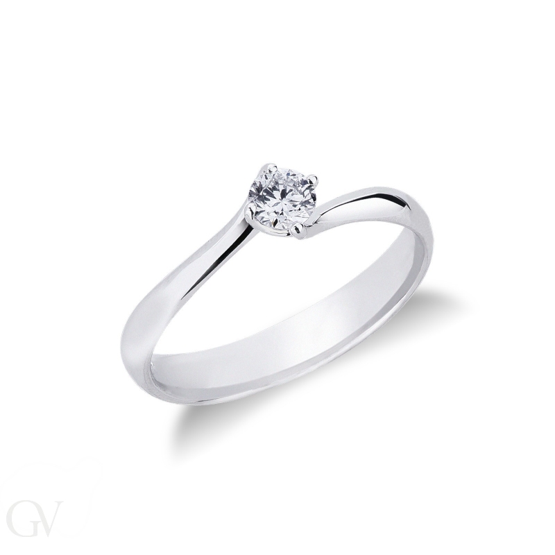 4 claw solitaire diamond ring 0,20 ct white gold 18k