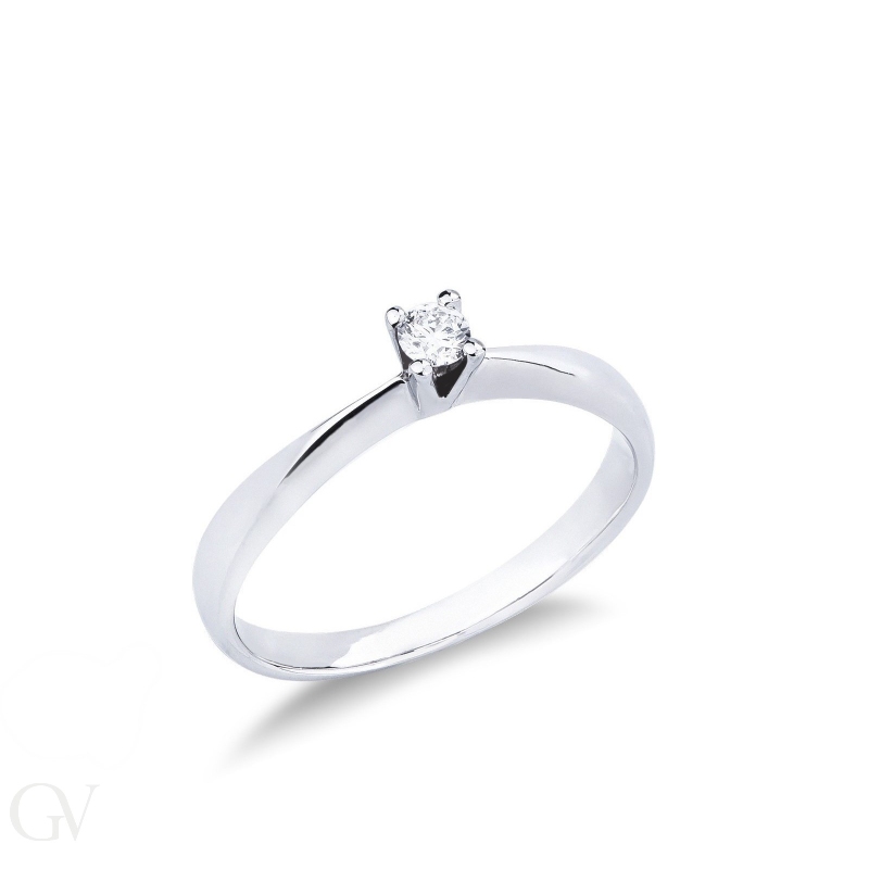 Solitaire diamond ring 0,10 ct white gold 18k