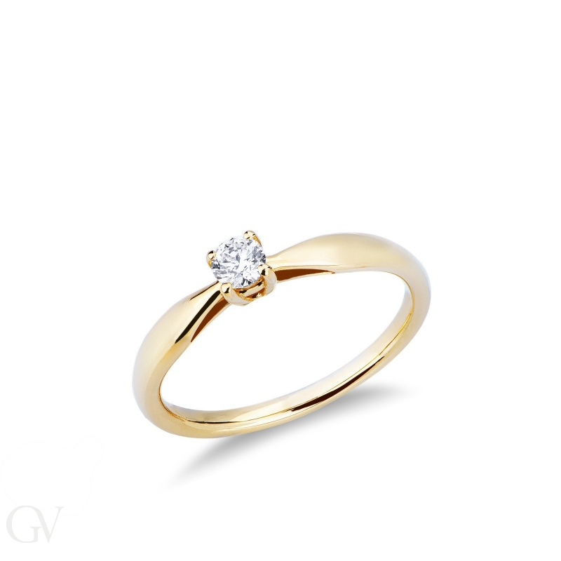 Yellow gold 18k 4 claw solitaire diamond ring 0,20ct