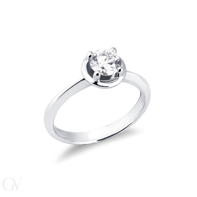 4 claw solitaire 0,70 ct diamond ring white gold 18k