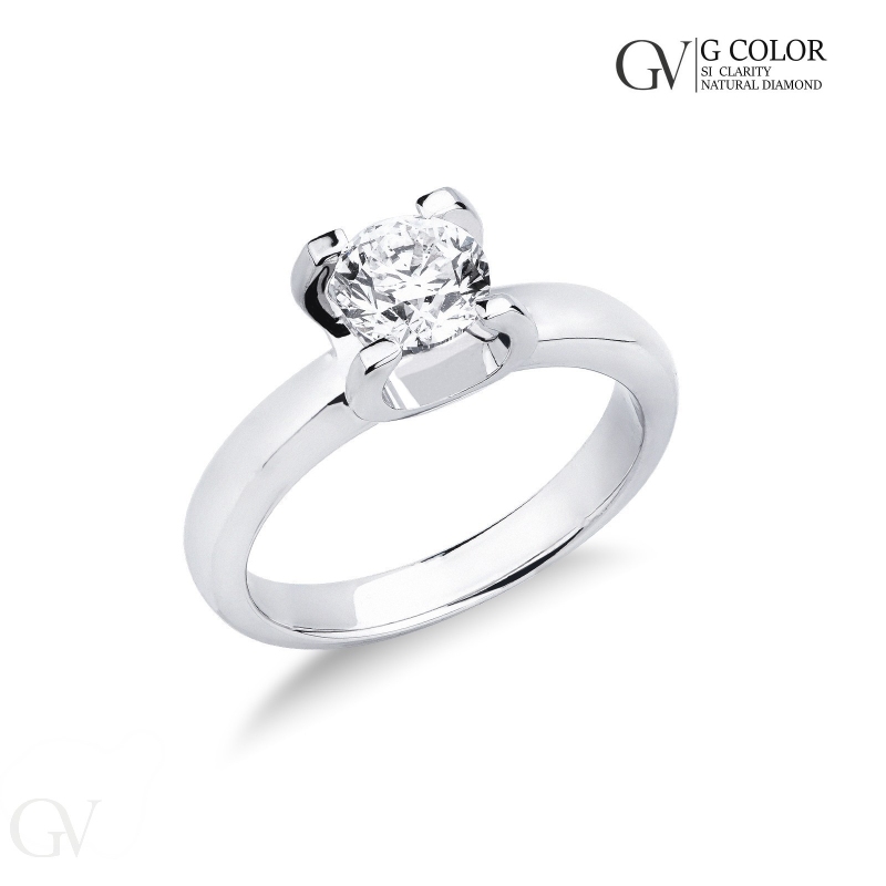 White gold 18k solitaire ring with 1 ct diamond 