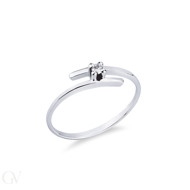 White gold 18k solitaire diamond ring 0,04 ct Valentino Model