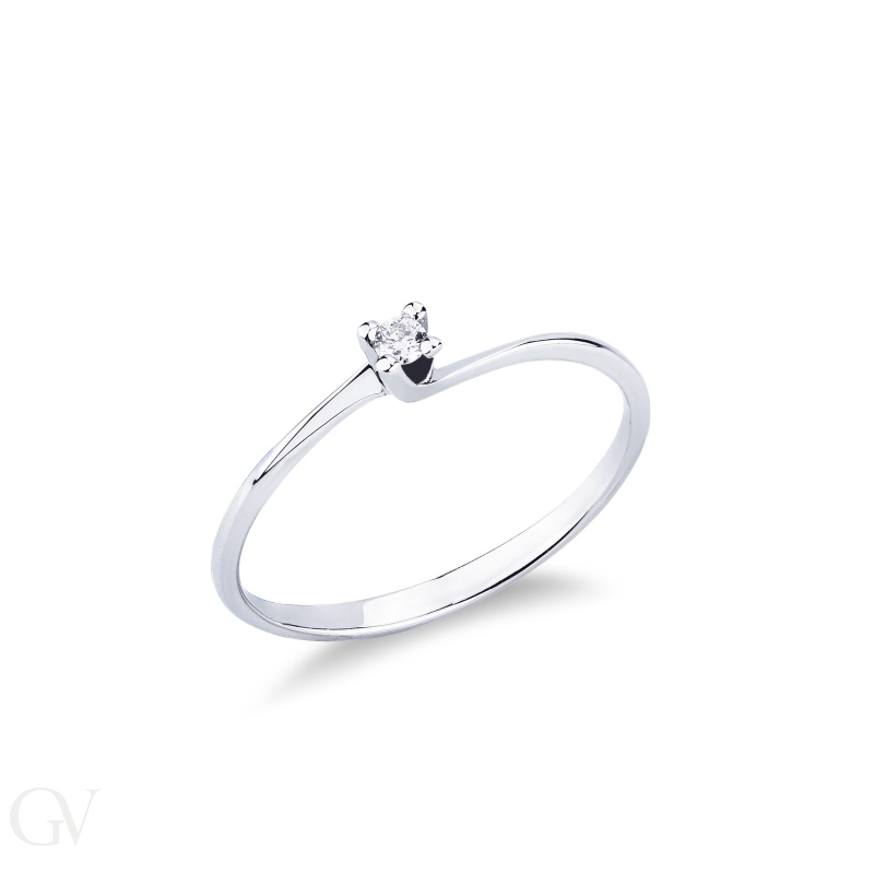 Solitaire ring Valentino Model with diamond 0,04 ct white gold 18k 