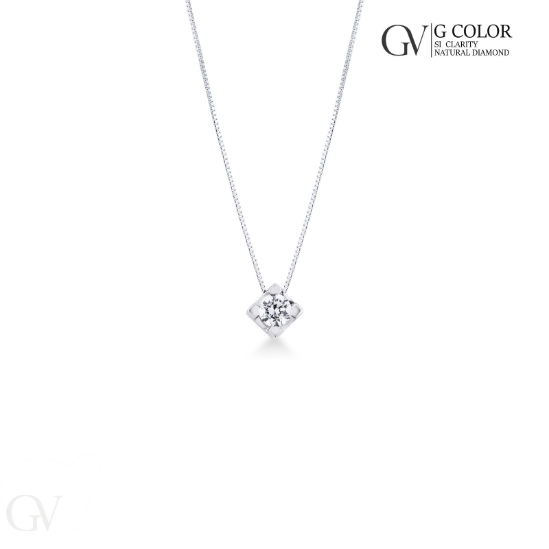 Collana punto luce in oro bianco 18k con diamante di 1.00 ct