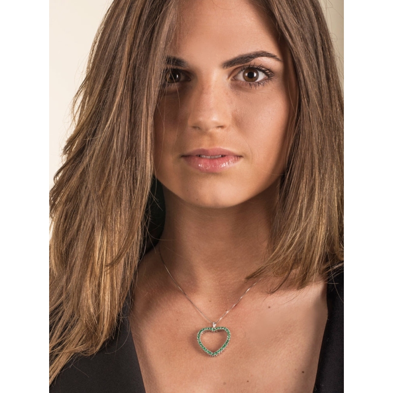 CIONDOLO CUORE OB CON SMERALDI