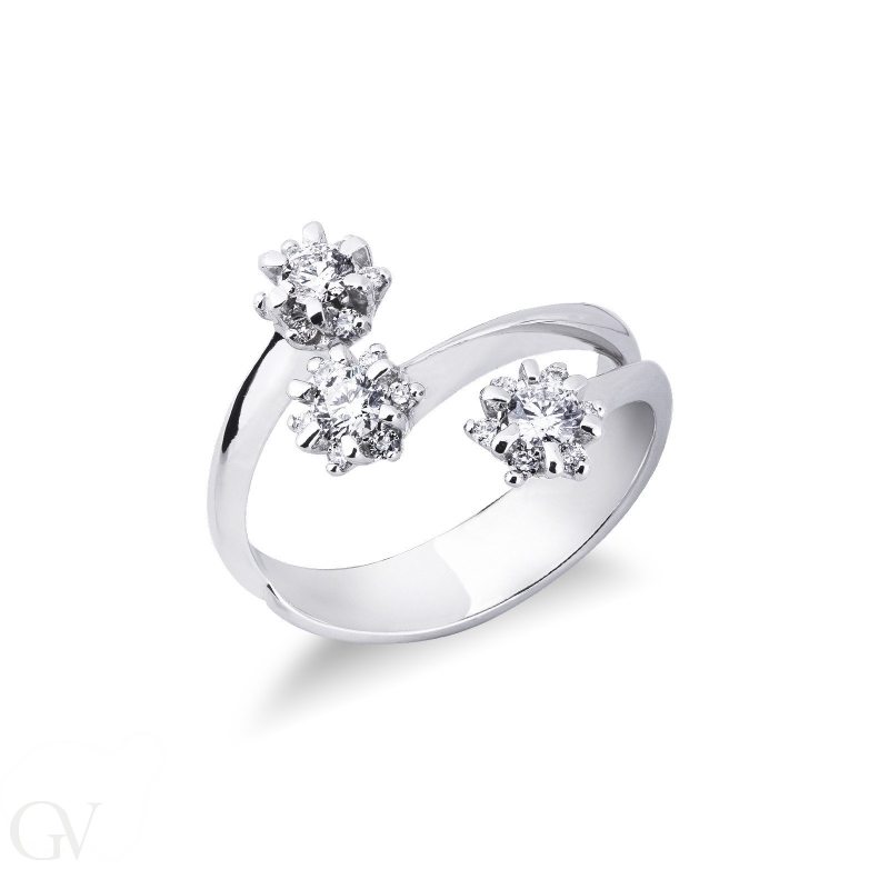 White gold 18k flower diamond trilogy 